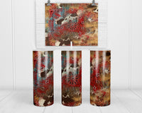 Stained Bandana Leather 20 oz insulated tumbler with lid and straw - Sew Lucky Embroidery