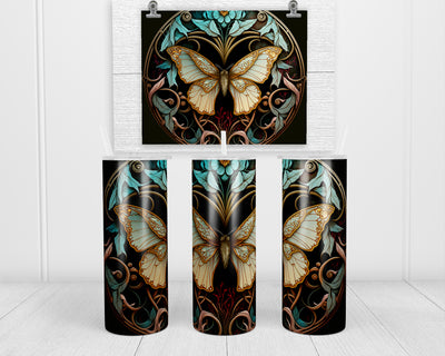 Stained Glass Butterfly 20 oz insulated tumbler with lid and straw