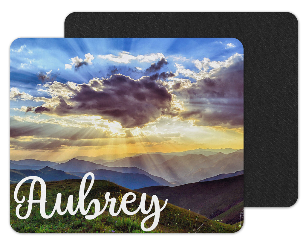 Storm Clouds over Mountains Custom Personalized Mouse Pad - Sew Lucky Embroidery