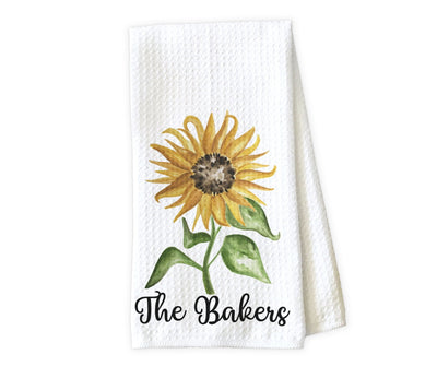 Sunflower Personalized Waffle Weave Microfiber Kitchen Towel