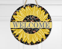 Sunflower Welcome Door Hanger - Sew Lucky Embroidery