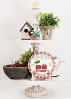 Sunshine Fruit Market Cherries Tier Tray Sign and Stand - Sew Lucky Embroidery