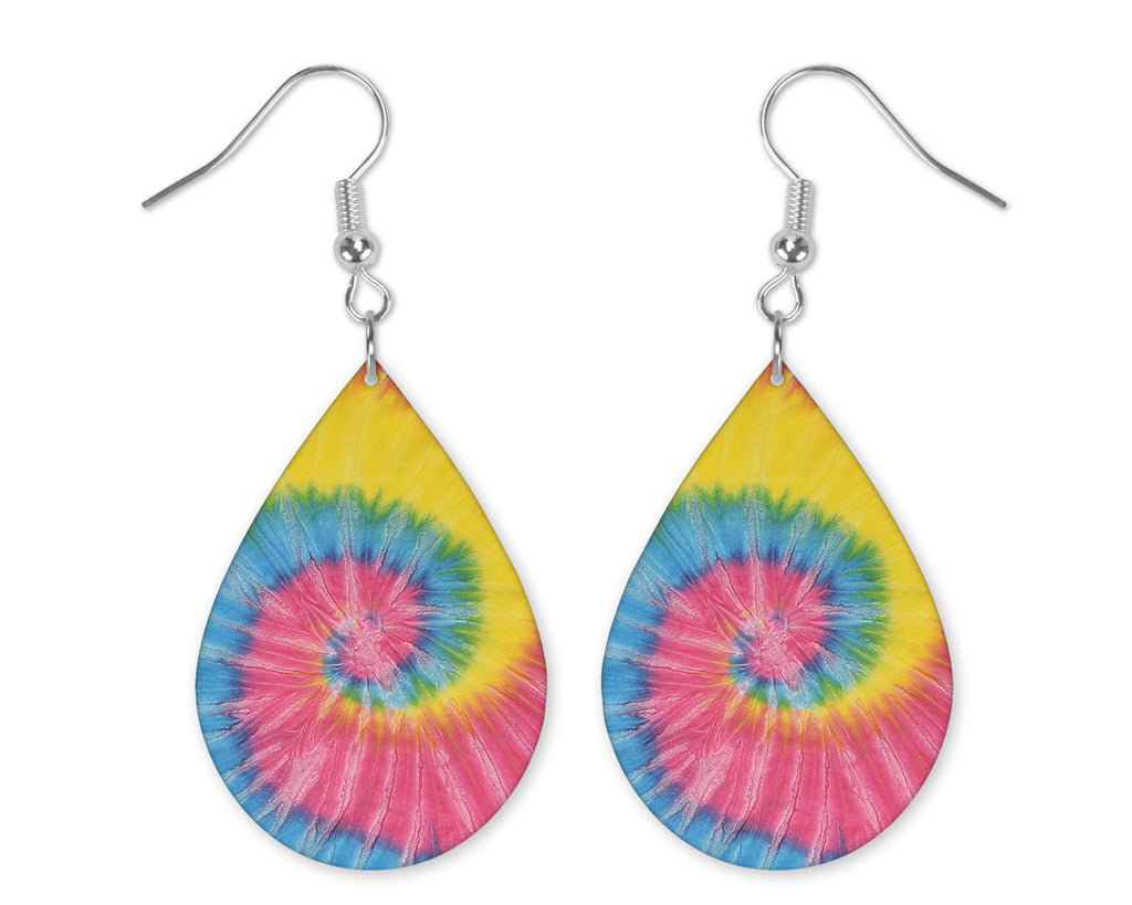 Sunshine Tie Dye Handmade Wood Earrings - Sew Lucky Embroidery