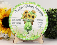 Sunshine Delivery Company Tray Sign and Stand - Sew Lucky Embroidery