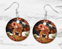 Sweet Cow Face Earrings - Sew Lucky Embroidery