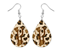 Tan Cheetah Monogrammed Teardrop Earrings