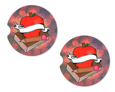 Teacher Design Sandstone Car Coasters (Set of Two)