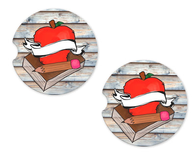 Teacher Design on Wood Sandstone Car Coasters (Set of Two)