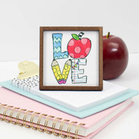 Teacher Love Tier Tray Sign - Sew Lucky Embroidery