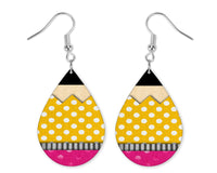 Teachers Pencils Earrings - Sew Lucky Embroidery