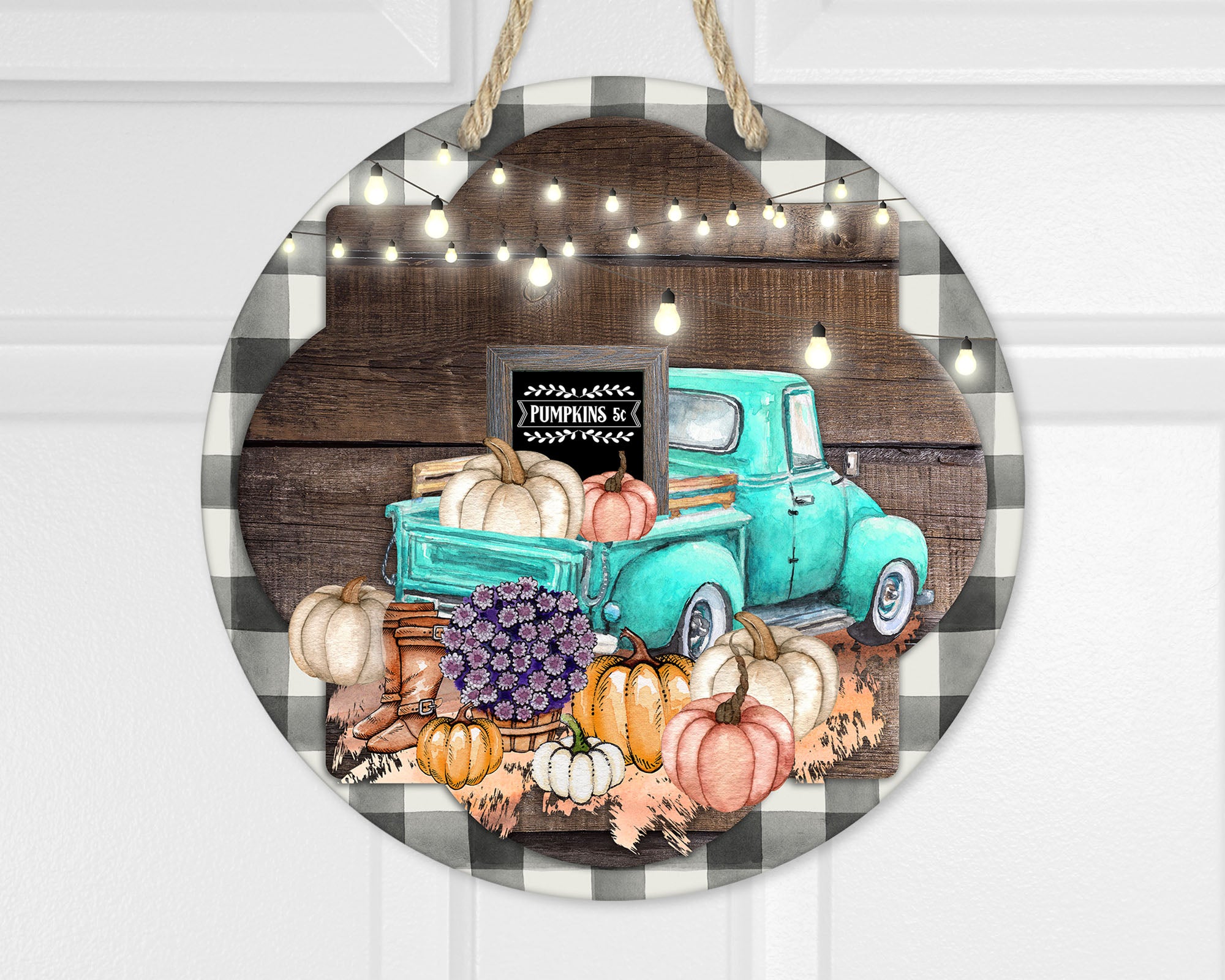 Fall Pumpkins in a Red Truck Hanging Kitchen Towel With 