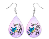 Then Sings My Soul Teardrop Earrings - Sew Lucky Embroidery