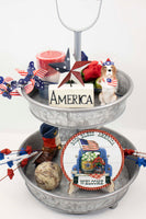 God Bless America Truck Tier Tray Sign and Stand - Sew Lucky Embroidery