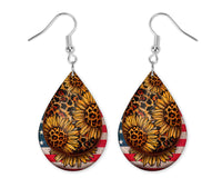 USA Flag and Sunflowers Earrings - Sew Lucky Embroidery