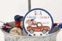 USA United We Stand Gnomes Tier Tray Sign and Stand - Sew Lucky Embroidery