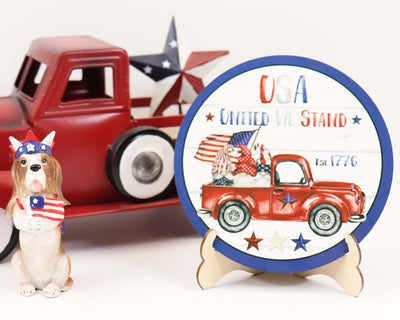 USA United We Stand Gnomes Tier Tray Sign and Stand