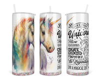 Unicorn Advice 20 oz insulated tumbler with lid and straw - Sew Lucky Embroidery