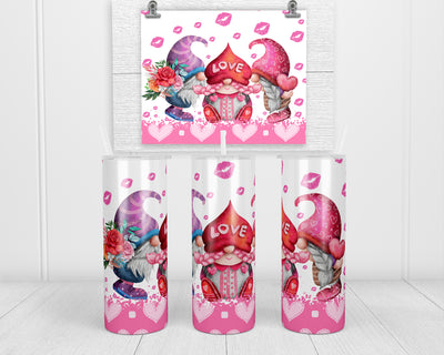 Valentine Love Gnome 20 oz insulated tumbler with lid and straw