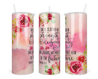 Watercolor Proverbs 20 oz Insulated Tumbler with Lid and Straw - Sew Lucky Embroidery