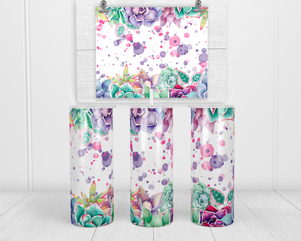 Watercolor Floral 20 oz insulated tumbler with lid and straw - Sew Lucky Embroidery