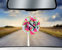 Watermelon  Car Charm and set of 2 Sandstone Car Coasters Personalized - Sew Lucky Embroidery