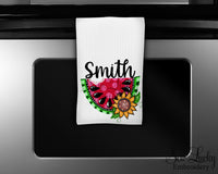 Watermelon and Sunflower Personalized Kitchen Towel - Waffle Weave Towel - Microfiber Towel - Kitchen Decor - House Warming Gift - Sew Lucky Embroidery