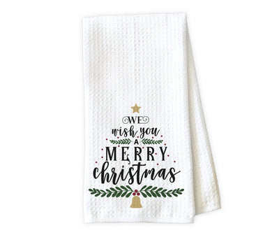 We Wish You a Merry Christmas Waffle Weave Microfiber Kitchen Towel