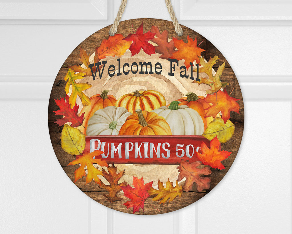 Welcome Pumpkins Door Hanger - Sew Lucky Embroidery