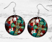 Western Cross USA Earrings - Sew Lucky Embroidery