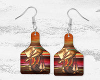 Western Boots Cow Tag Earrings - Sew Lucky Embroidery
