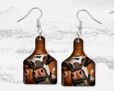 Western Cow Tag Earrings