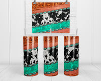 Western Stripes Gemstone 20 oz Insulated Tumbler with Lid and Straw - Sew Lucky Embroidery