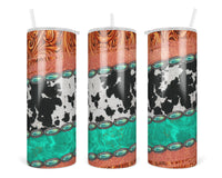 Western Stripes Gemstone 20 oz Insulated Tumbler with Lid and Straw - Sew Lucky Embroidery