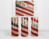 We the People Flag 20 oz insulated tumbler with lid and straw - Sew Lucky Embroidery