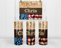 We the People Personalized 20 oz Insulated Tumbler with Lid and Straw - Sew Lucky Embroidery