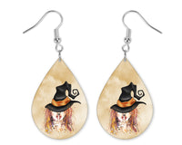 Witch Halloween Teardrop Earrings - Sew Lucky Embroidery