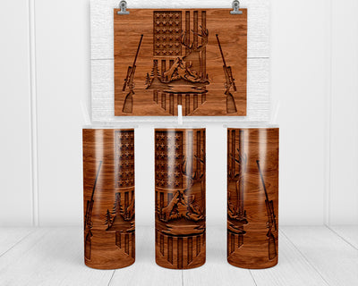 Wooden Hunt 20 oz insulated tumbler with lid and straw