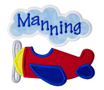 Toy Plane Personalized Sew or Iron on Embroidered Patch