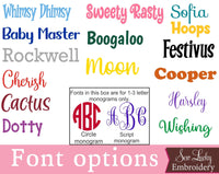 font options - Sew Lucky Embroidery