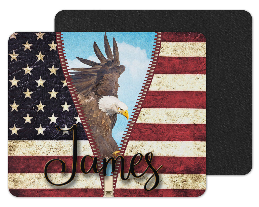 American Flag Eagle Custom Personalized Mouse Pad - Sew Lucky Embroidery