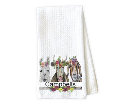 Animal Trio Personalized Waffle Weave Microfiber Kitchen Towel