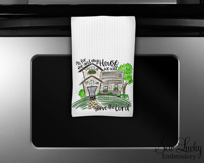 As for Me and My House We Will Serve the Lord Waffle Weave Microfiber Colorful Kitchen Towel