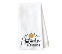 Autumn Blessings Kitchen Towel - Waffle Weave Towel - Microfiber Towel - Kitchen Decor - House Warming Gift - Sew Lucky Embroidery