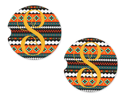 Aztec Personalized Sandstone Car Coasters (Set of Two)