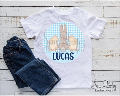 Baby Bunny Blue Gingham Trio Personalized Shirt