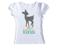 Baby Deer Personalized Girls Shirt - Sew Lucky Embroidery