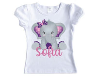 Baby Elephant Personalized Girls Shirt - Sew Lucky Embroidery