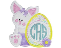 Baby Girl Easter Bunny with Monogrammed Egg Patch - Sew Lucky Embroidery