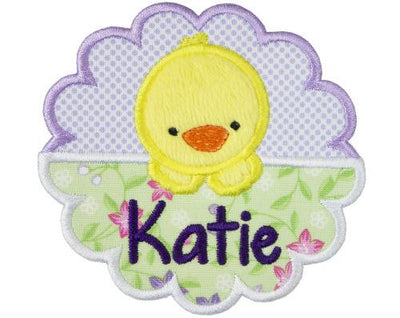 Baby Girl Easter Chick Personalized Sew or Iron on Embroidered Patch
