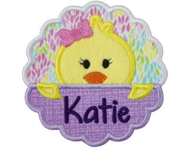 Baby Girl Easter Chick Personalized Patch - Sew Lucky Embroidery